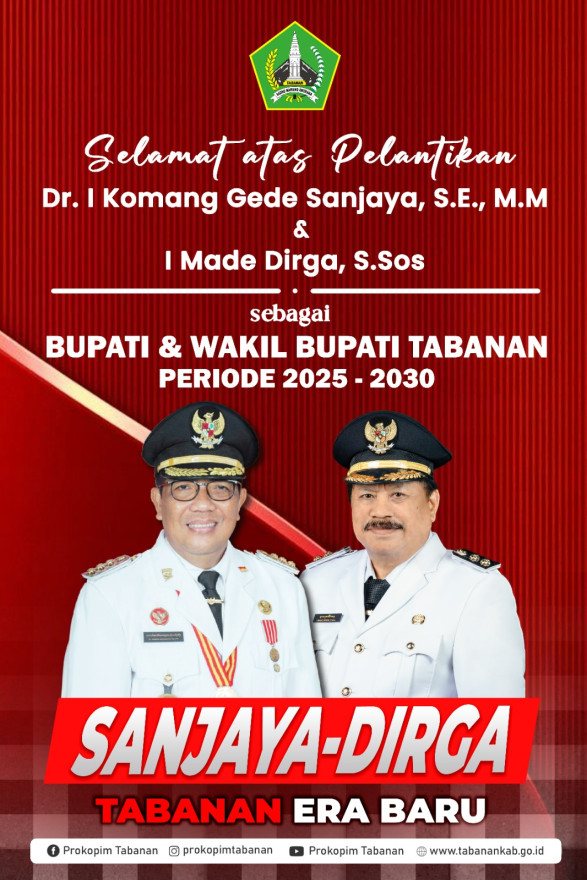 SELAMAT DAN SUKSES BUPATI DAN WAKIL BUPATI TABANAN